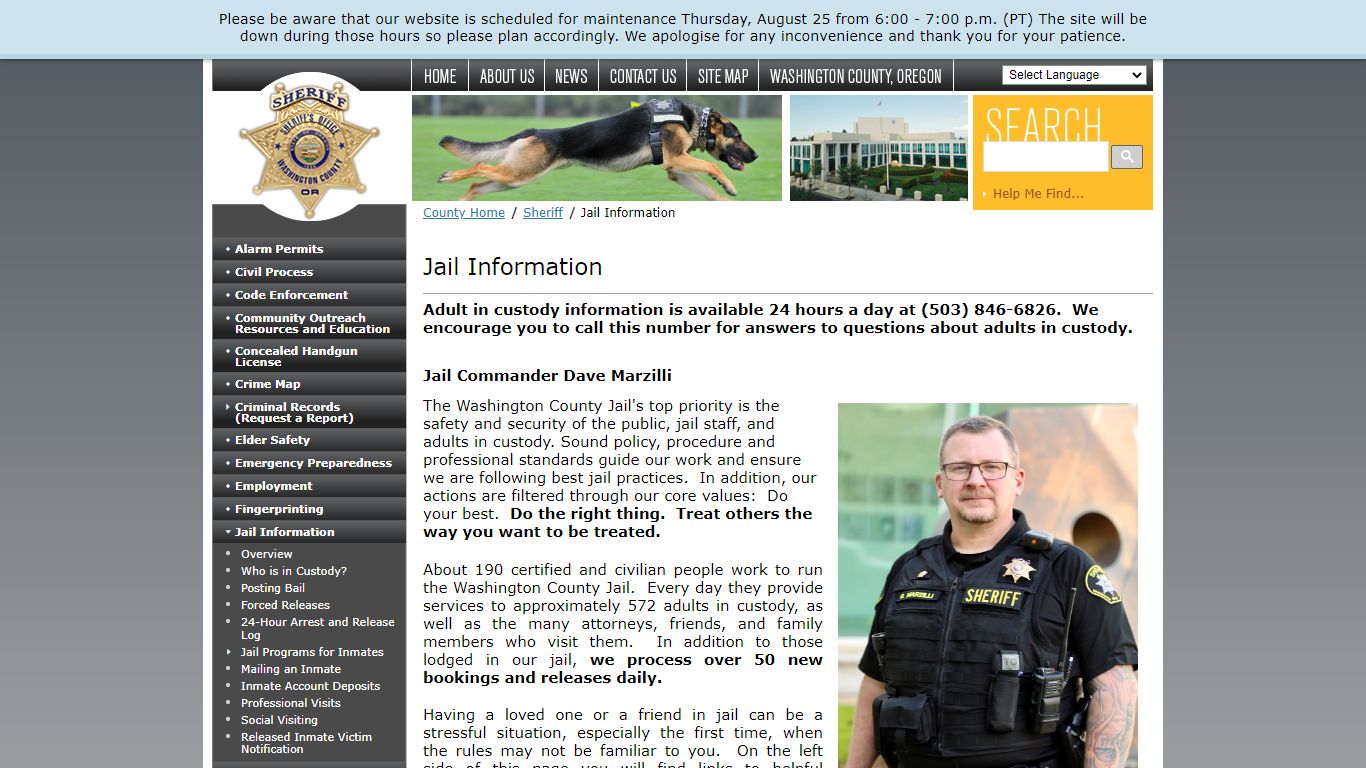 Jail Information - Washington County, Oregon